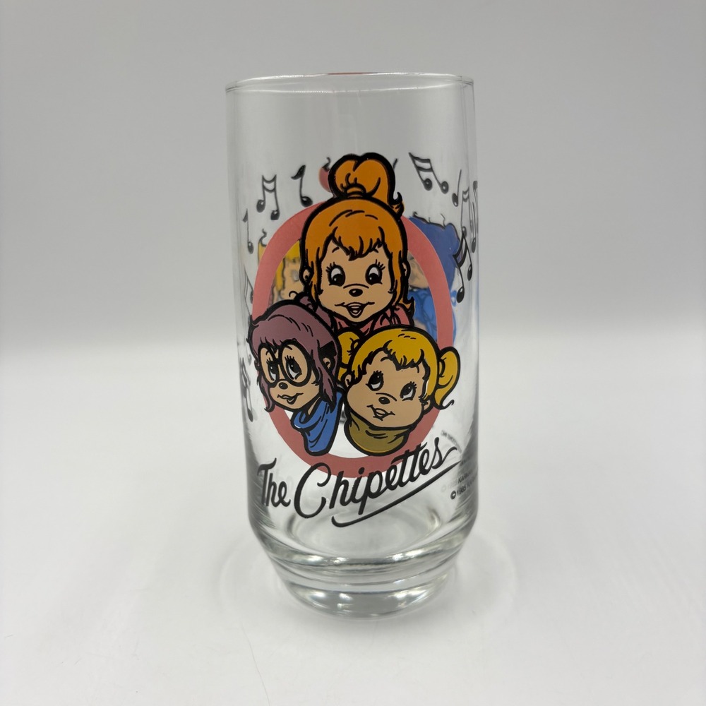 Karman/Ross The Chipettes Drinking Glass Clear Good 1985 Vintage Music